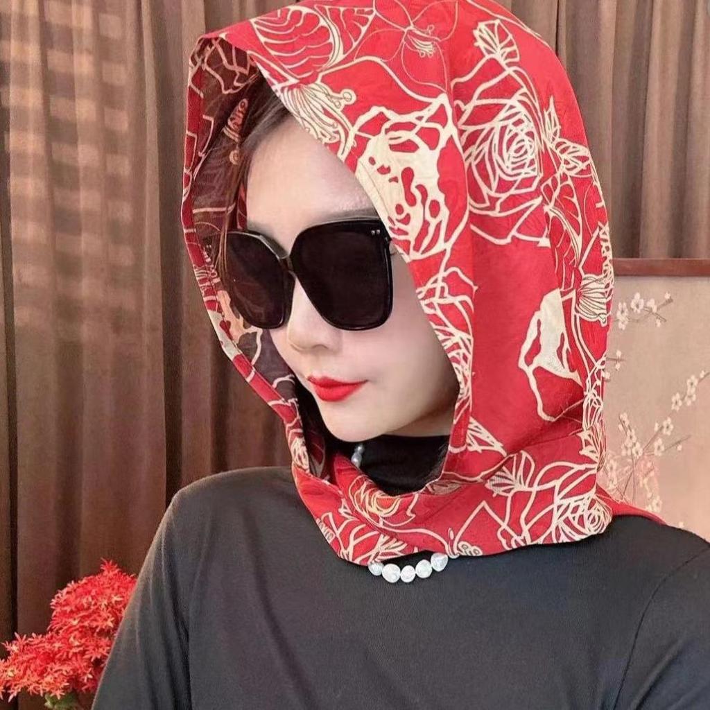 Damen Kapuzenschal aus Seide: Frühlings-/Sommer-Sonnenschutz-Schal, Multifunktionales und vielseitiges Stirnband-Hut