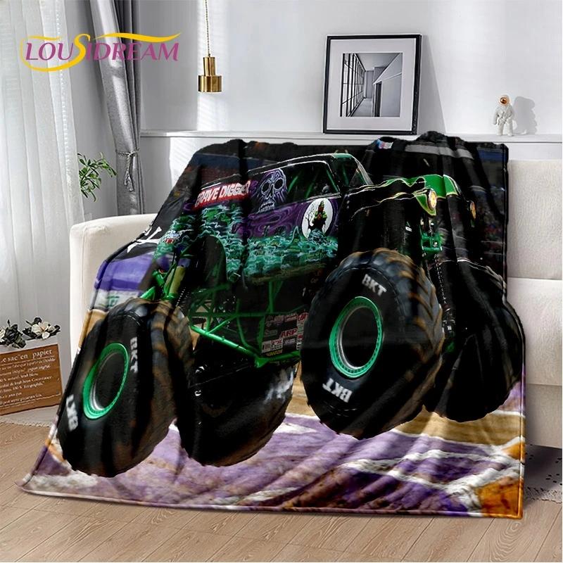 Monster Truck 3D Monster Jam Cartoon Soft Flannel Blanket for Bed Bedroom Sofa Picnic,Throw Blanket for Outdoor Leisure Nap Gift