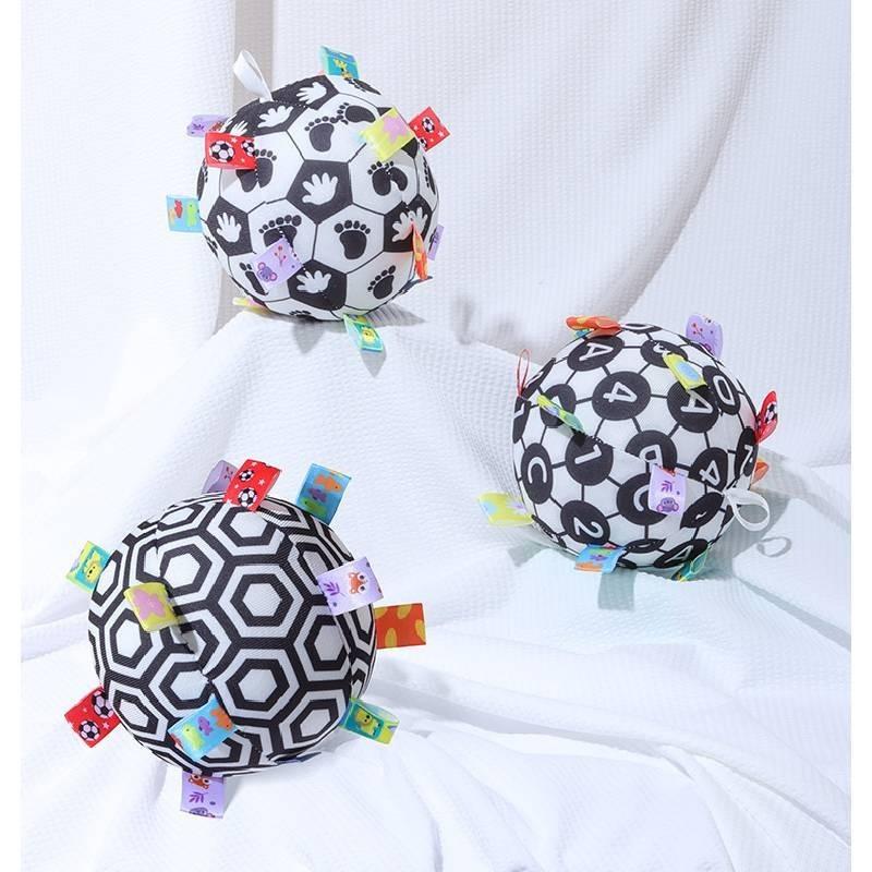Aipinqi Soft Plush Baby Grasping Rattle Ball Black And White Sensory Early Education Toy