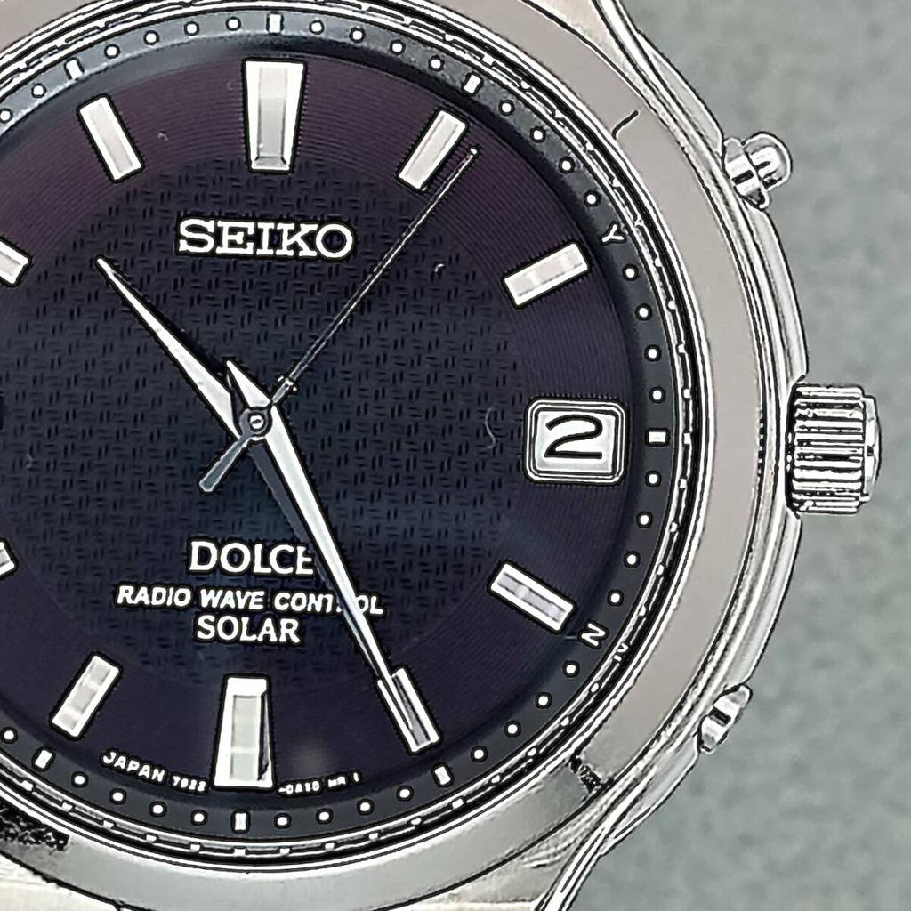 SEIKO Dolce Solar Radio Controlled Watch SADZ015 Date Working Excellent Rechargeable Battery "Transcending Dimensions" (7B22-0AK0) Function,