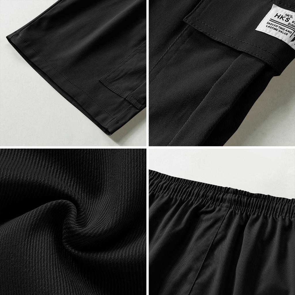 Men's Relaxed Fit Cargo Shorts with Multi Pocket Design and Elastic Waistband for Casual Outdoor