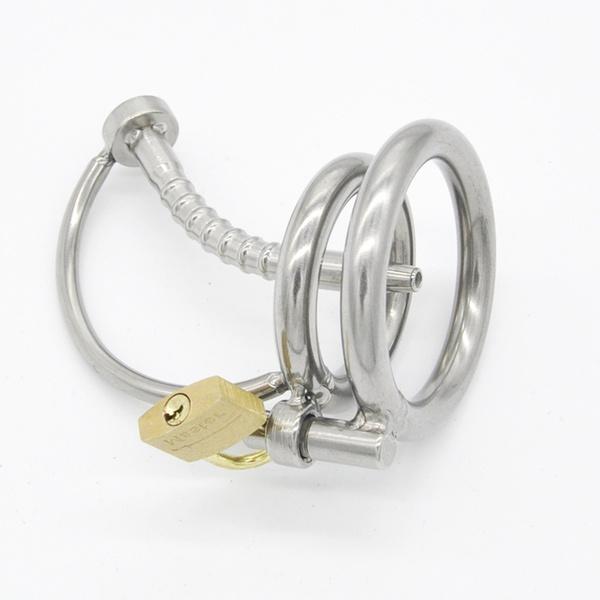 Stainless Steel Male Ring Cage Virginity Lock