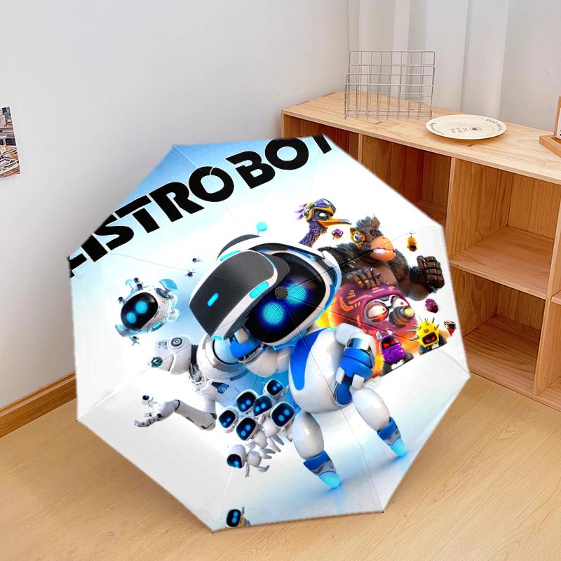 1 PC Automatic Folding Umbrella - ASTRO BOT Pattern, Portable & Foldable Design with 8 Ribs, Christmas Birthday Gifts