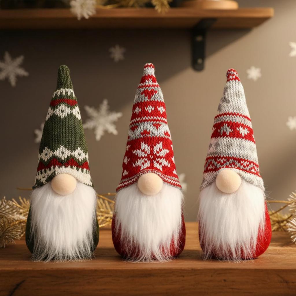Set of 3 Christmas Christmas Tree Dwarf Interior Nordic Forest Old Man Fairy Plush Stylish and Cute Santa Claus Popular In the Nordic Creates Hanging