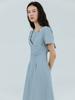 Etmont Halter-Neck Shirring Dress, Sky Blue