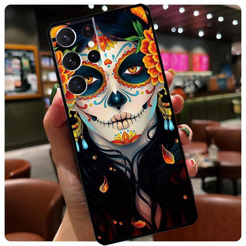 

Catrina Beautiful Rose Girl Skull Phone Case For Samsung Galaxy S24 Ultra S20 S21 S22 S23 S25 Ultra S9 S10 Plus S25 FE Cover Galaxy S20