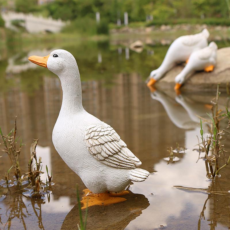Cute Duck Drinking Water Ornaments Yard Decoration Simulation Animal Garden Pool Fish Pond Water Feature Decoration Outdoor