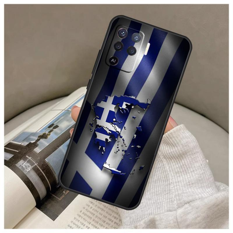 Greece Greek Flag Case For Oppo A17 A57 A77 A40 A78 A54 A74 A94 A76 A16 A96 A18 A60 A80 A38 A58 A98 A15 A5 Pro