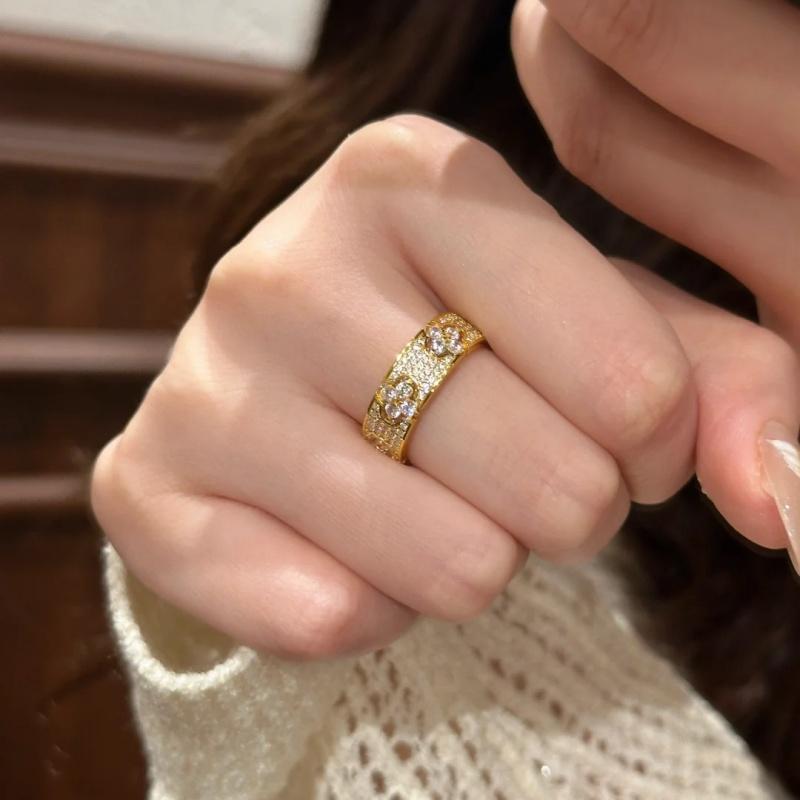 Diseño Original Moda Nuevo Anillo Ajustable Flor de Cristal para Mujer Anillo Personalizado de Acero Inoxidable Accesorios de Joyería de Lujo