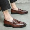 Men's Shoes Large Size New Leather Shoes Fashionable Men's Pointed Leather Shoes Trend British Style Fringed Leather Shoes Can Be