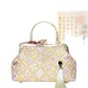 Frame Handbag for Women, Ethnic Woven Pattern Kiss Lock Purse with Tassel Decor