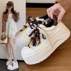 Little White Shoes Women's 2025 Autumn New Inner Height Increase Small Thick-soled Muffin Shoes Versatile Lace-up Flat-soled Casual Board Shoes