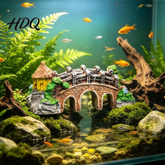 Non-Toxic Fish Accessories Aquarium Bridge Ornament Arch Miniature Tank Decor DIY Garden Mini Model for Terrarium Fairy Aquatic Life Safe Ornament