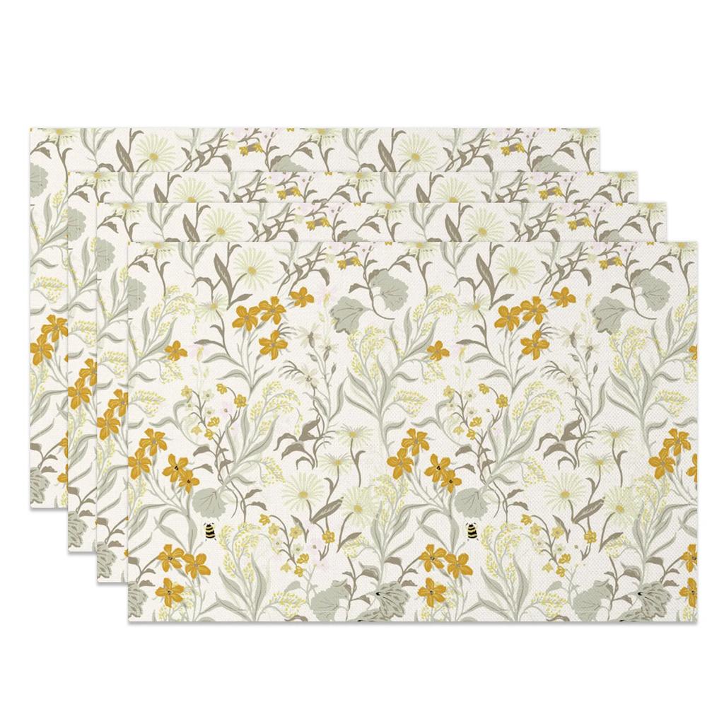 4-Piece Elegant Floral Placemat Set, Vintage Style Dining Table Mat, for Dining & Wedding Decoration – Exquisite