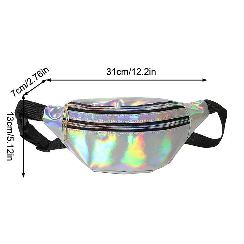 Fashion Dazzling Laser Waist Bag Pu Leather Waterproof Sport Chest Bag Crossbody Bag Holographic Fanny Pack For Boy Girl
