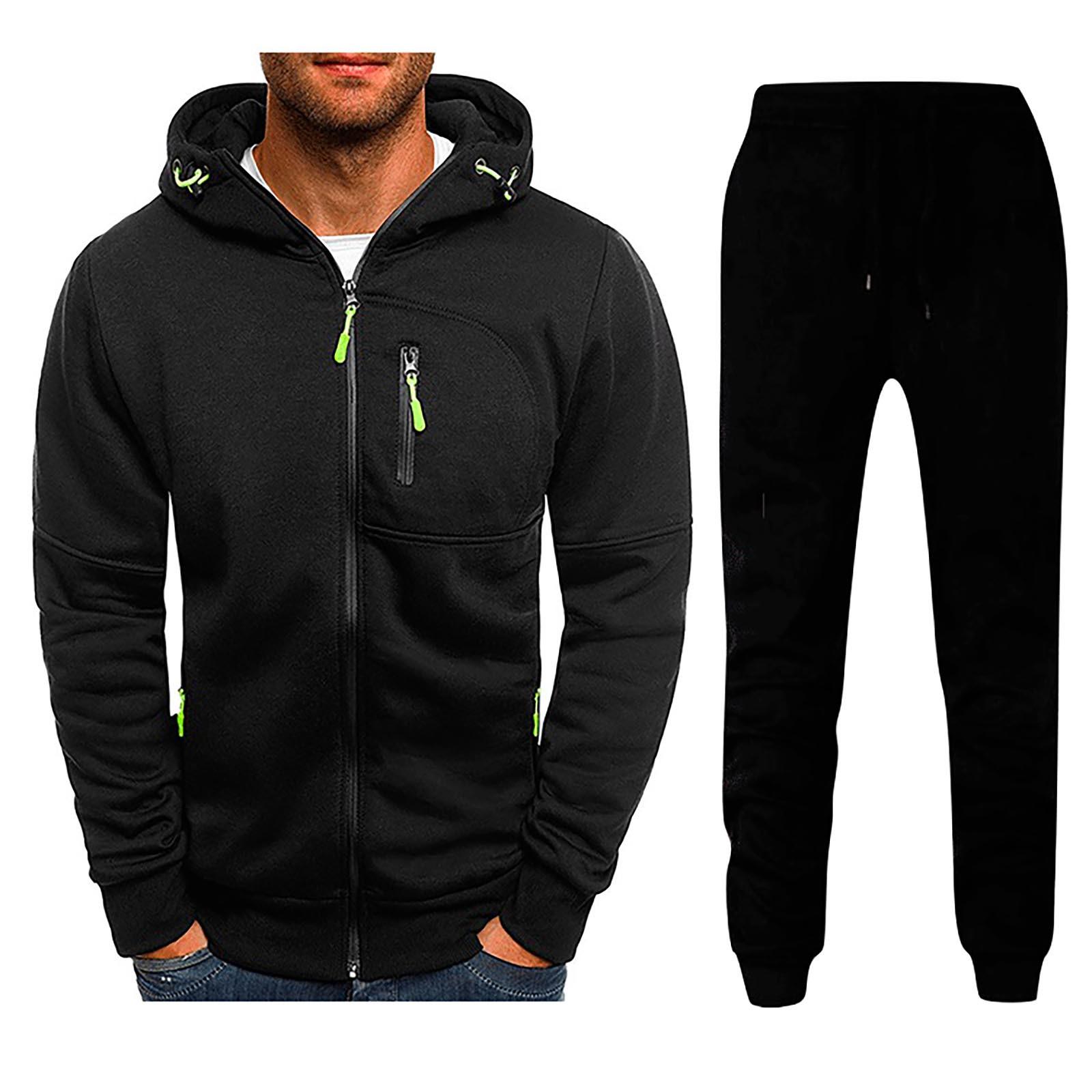 2024 Мужской зимний спортивный повседневный фитнес-модный костюм с капюшоном и штаны
