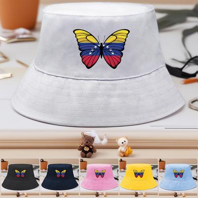 Bucket Hat With Venezuela Flag Butterfly Print , Patriotic Fisherman Cap Fit Beach Unisex Fishing Hat