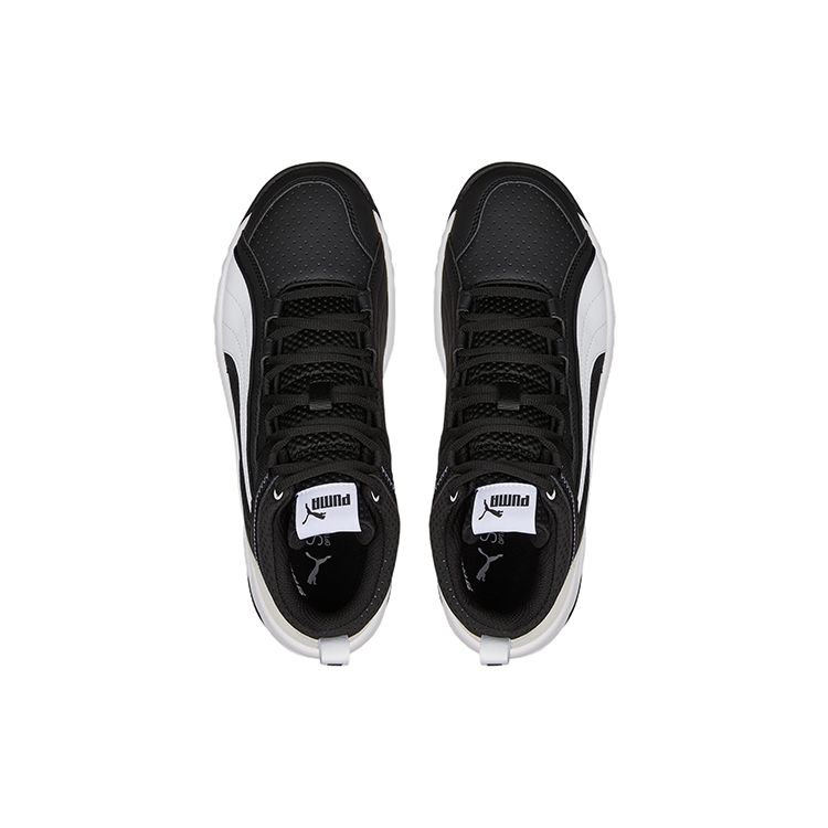 Puma Rebound Future Evo Core Fabric Leather Mid-Top Retro Basketball Shoes Unisex sneaker Black White 386379-01