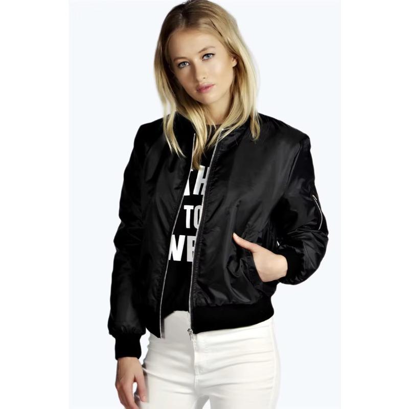 Autumn New Short Jackets for Women Vintage High Street O-neck Bomber Jacket Female Fashion Zipper Long Sleeve Coat Woman