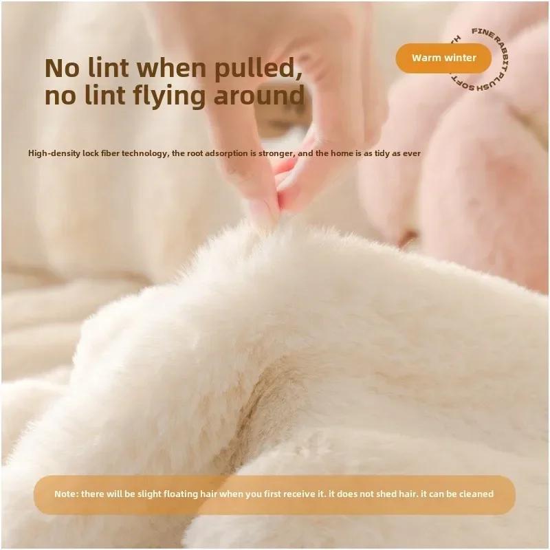 1PC Warm Rabbit Plush Sofa Seat Cover Non-Slip Cat Anti-scratch Sofa Slipcover Thick Couch Towel for Living Room Funda