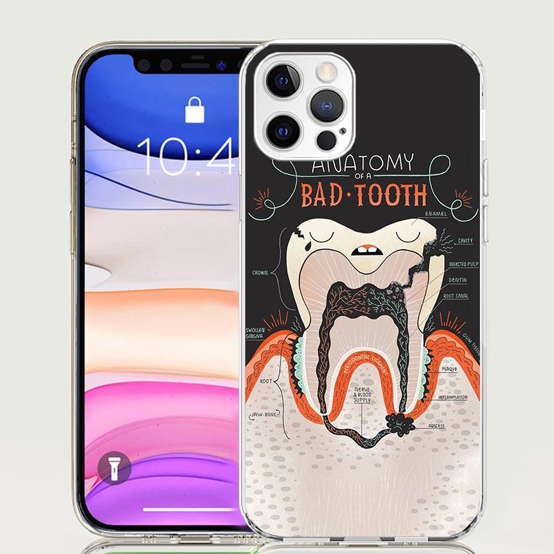 Wisdom Teeth Dentist Tooth Case Phone Cover for Apple iphone 16 15 14 13 12 Mini 11 Pro Max 16E X XS XR 7 Plus 8 + SE 2020 Trend