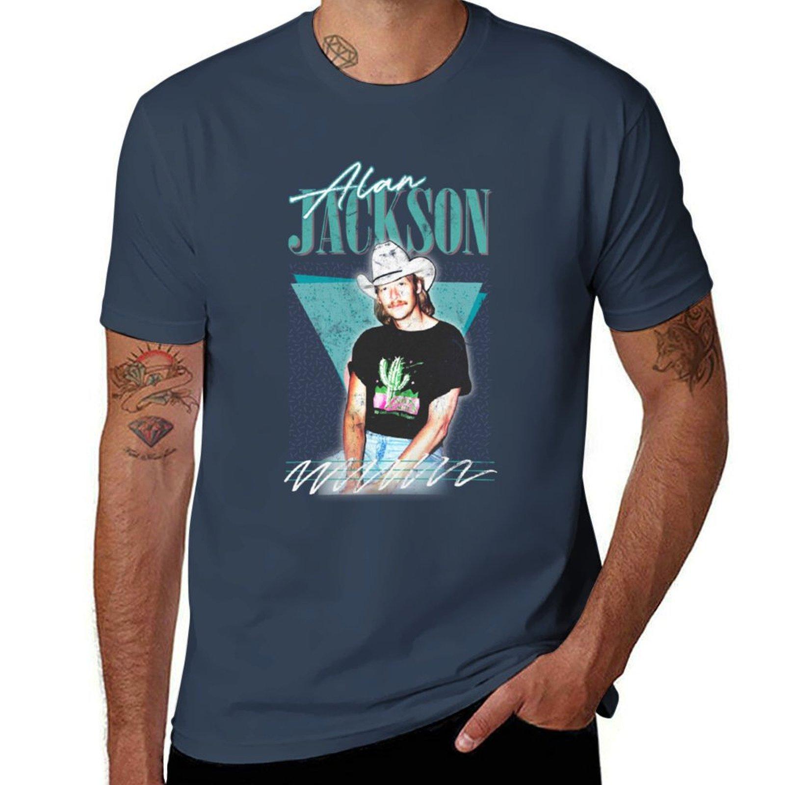 Alan Jackson Vintage Fa Tshirt Basic Casual Short Sleeve Cotton Shirt S