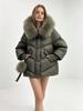 Autumn and winter new Max short hooded big fur collar hairball white duck down jacket fashionable versatile women's coat
