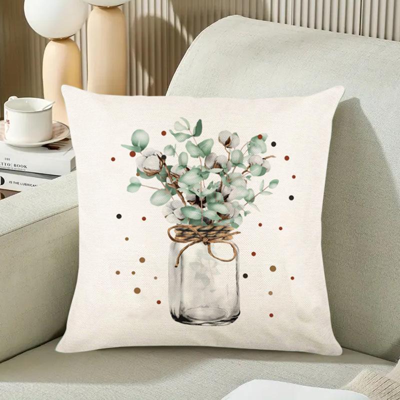 

New Home Small Fresh Floral Pillow Cover Digital Printed Linen Cushion Cover Bedside Outdoor Pillow 45*45cm