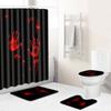 Halloween Blood Handprint Horror Bathroom Shower Curtain Four-Piece 3D Thriller Toilet Three-Piece Floor Mat Carpet