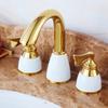 Ceramic Handles Bathroom Basin Faucet 3 Holes 2 Handles Sink Mixer Faucet Basin Taps Torneira Rubinetti Bagno Bathtub Faucet