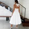 A new European and American style waist pendulum white dress women's summer French elegant temperament dress dress