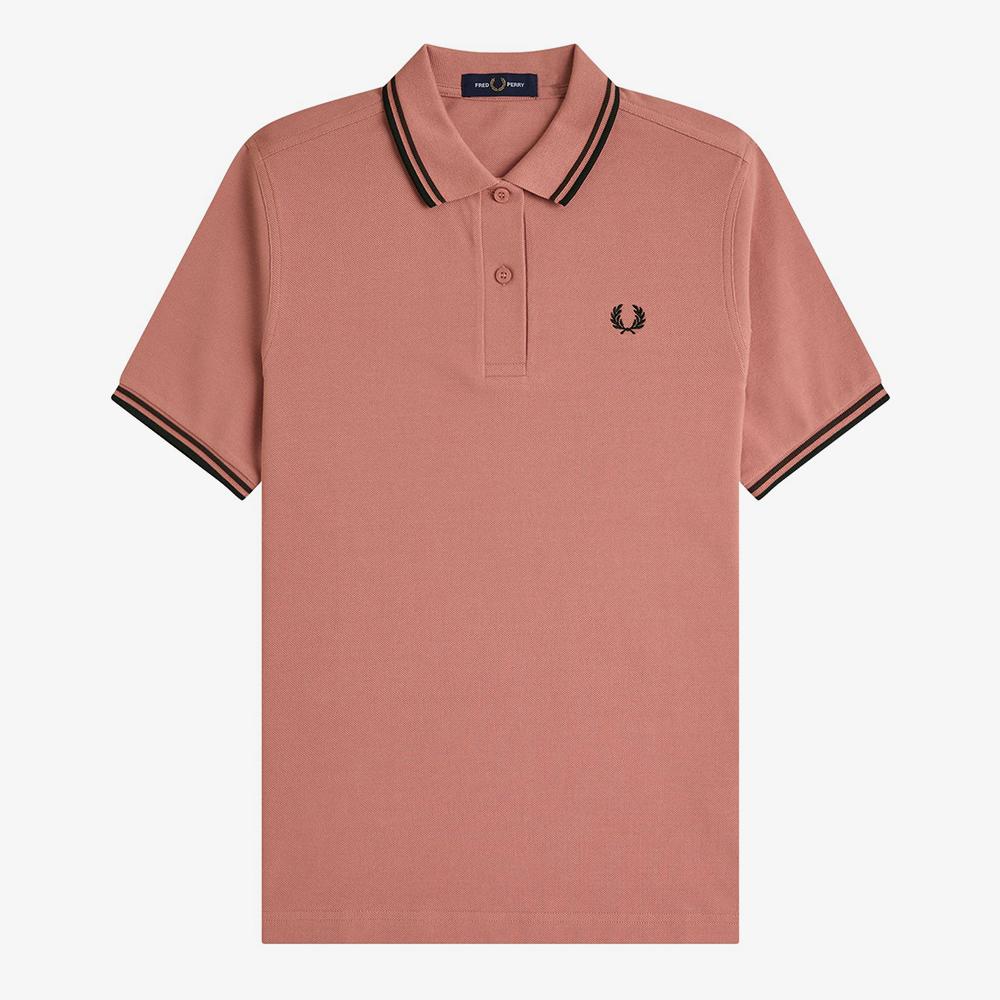 Fred Perry [G3600] Women'S Twin Tip Fred Perry Shirt - Putty Pink/Carrington Road Brick/Black Afpf2513600-Z10