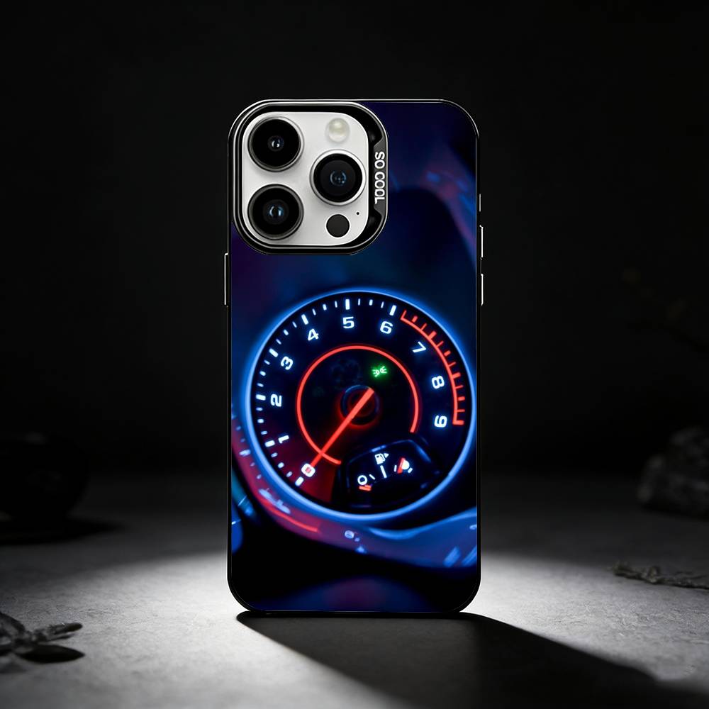 Sports Car Dashboard Phone Case For iPhone 17,16,15,14,13,12,11 Plus,Pro Max,XS,Colored Silver Phone Case