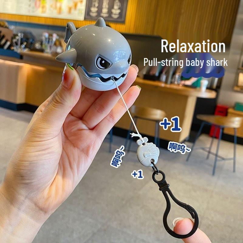 Douyin Style Shark Fish Pendant Keychain – Creative Stress Relief Biting Teeth Pull String Gift