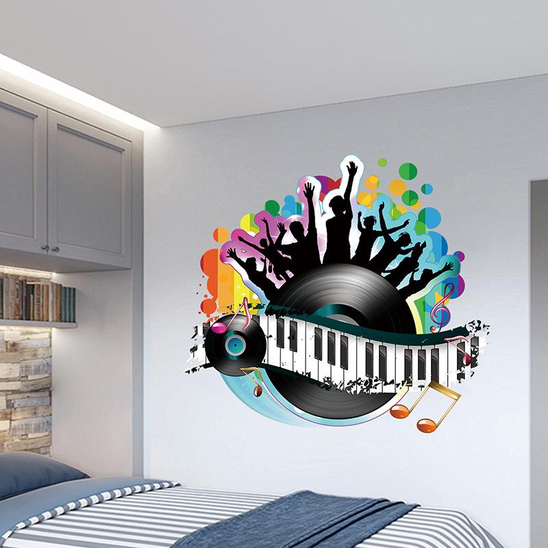 Music Wall Stickers Vinyl Decals for Living Room Bedroom Concert Hall Creative Album Art Peel and Stick Wall Decoration