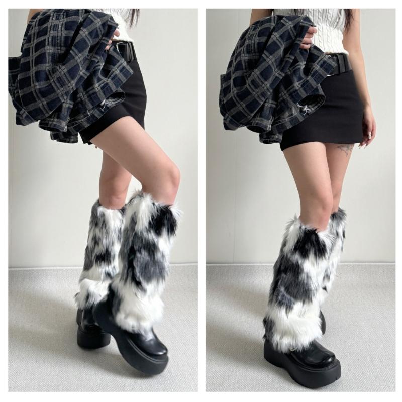 Faux Furs Leg Warmers for Women Thermal Plush Boot Covers Toppers Cuffs for Winter Fashion and Party Costumes Streetwear