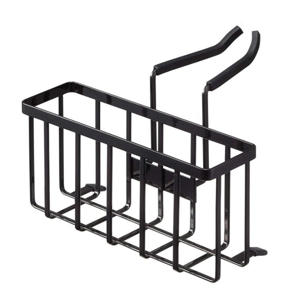 

Держатель для губки для раковины из углеродистой стали, подвесная конструкция, слив, полка на кран для раковины, регулируемая, экономия места, стойка на кран чёрный