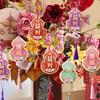 2pcs Cartoon Chinese Style Pendants Traditional Lucky Symbol Tree Hanging Tag Gold Stamping with Tassel Blessing Calabash Card