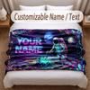 Astronaut Space Theme Soft Blanket Personalized Custom Name Text Print Warm Blanket Home Sofa Bedroom Decor