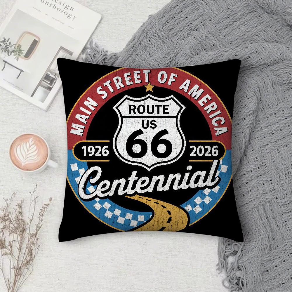 Fashion Us Route 66 Pillow Case Square Double-Sided Printing Sofa Cushion Cover Pillowcase Bedroom Bedside