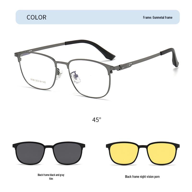 Unisex korejské magnetické klipové brýle: Sluneční brýle pro denní a noční vidění, kompatibilní s dioptrickými brýlemi.