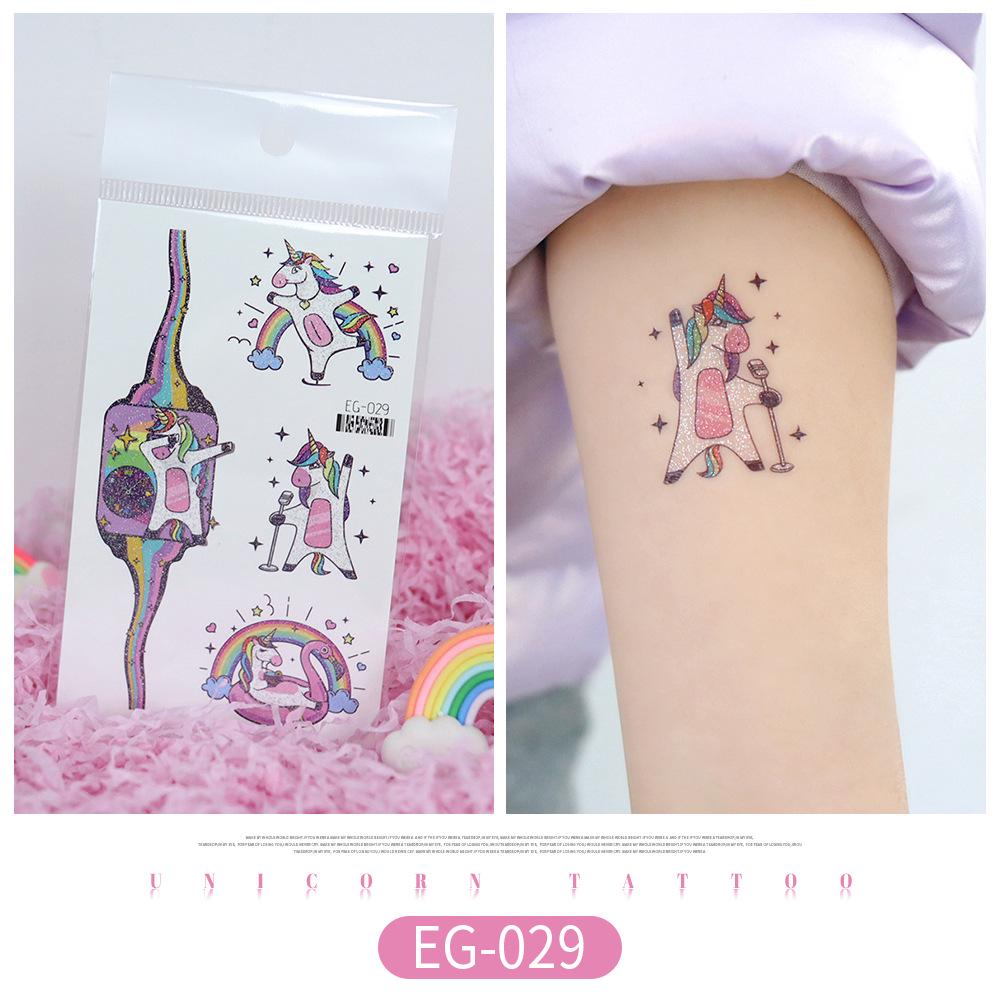 Unicorn Glitter Tattoo Stickers: Cute Temporary Cartoons for Kids
