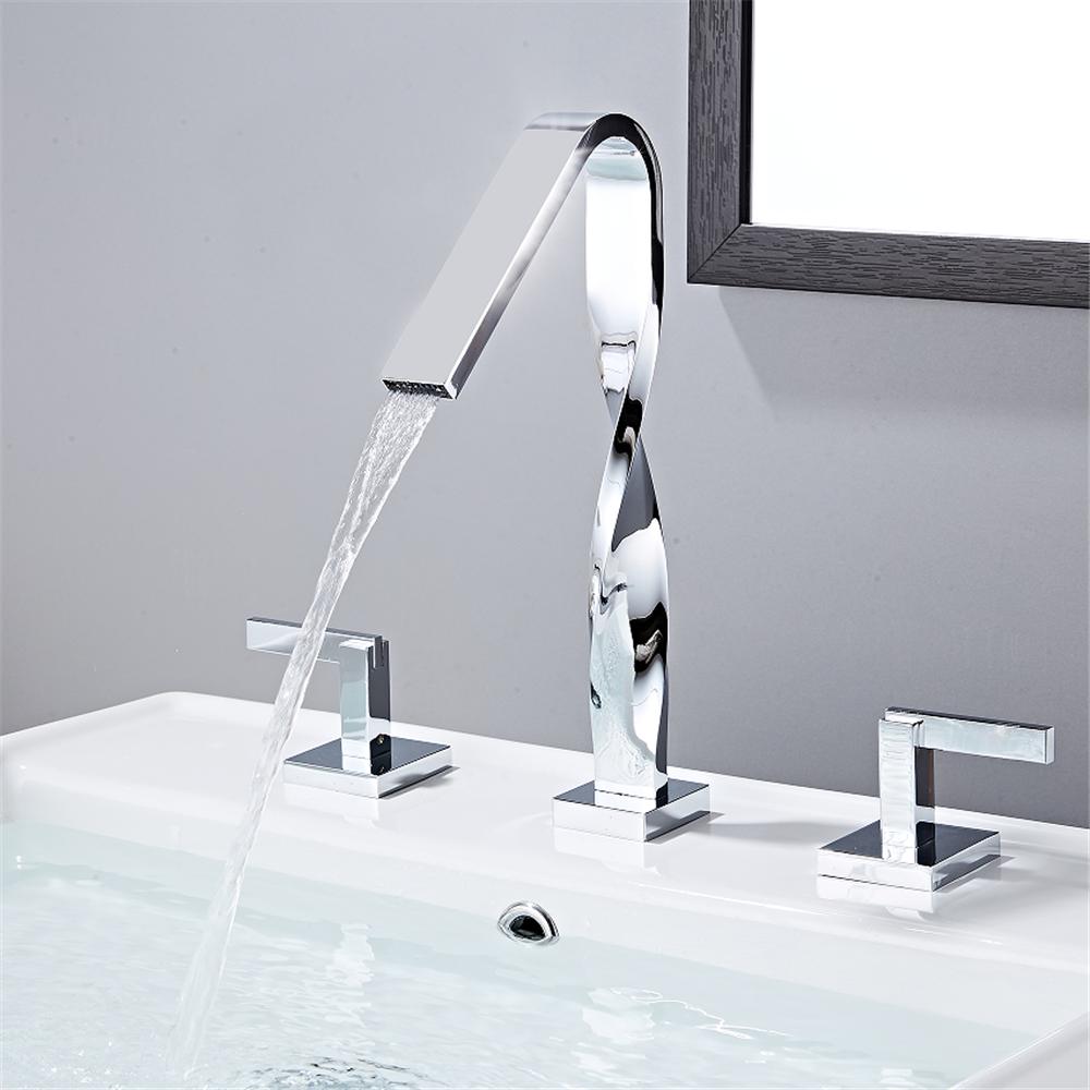 Brushed Gold Bathroom Faucet Gold Basin Sink Faucet Mixer Tap Widespread Black Wash basin Faucet 3 Hole Chrome Lavotory Faucet