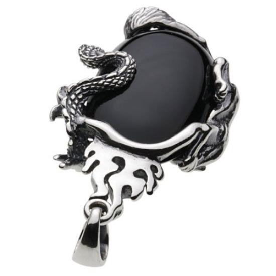 Drachen- und Tiger-Anhänger Onyx 925 Silber p0336 [Cenote] [Silber-Zubehör]