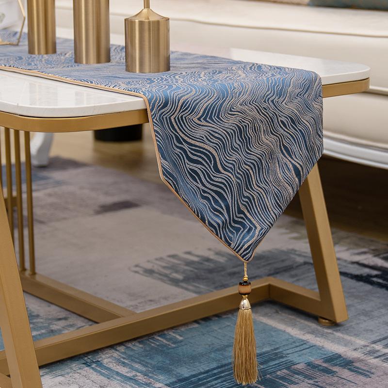 Modern Embroidery Water RippleTea Tables Runner European Satin Tables Flag  Living Room Dining Table TV Cabinet Cover Cloth Hotel Table Flag