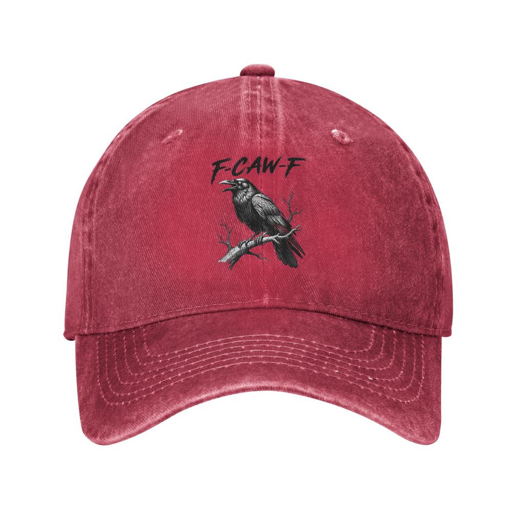 Vintage F-Caw-F Crow Funny Meme Baseball Cap Men Women Distressed Denim Headwear Dark Humor Black Bird Outdoor Workouts Gift Hat