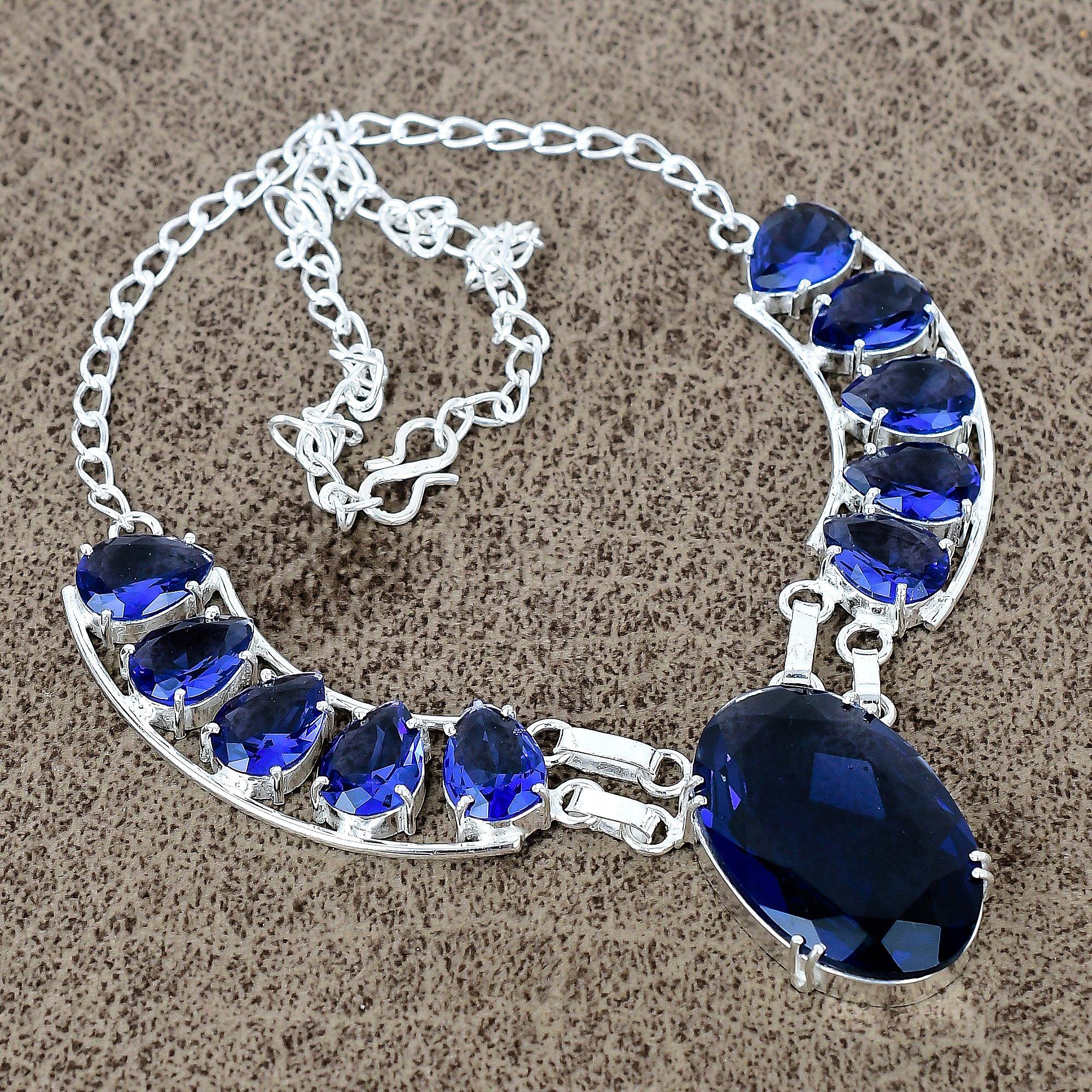 

Iolite Quartz, Amethyst Gemstone 925 Sterling Silver Jewelry Necklace 18 KKG-427