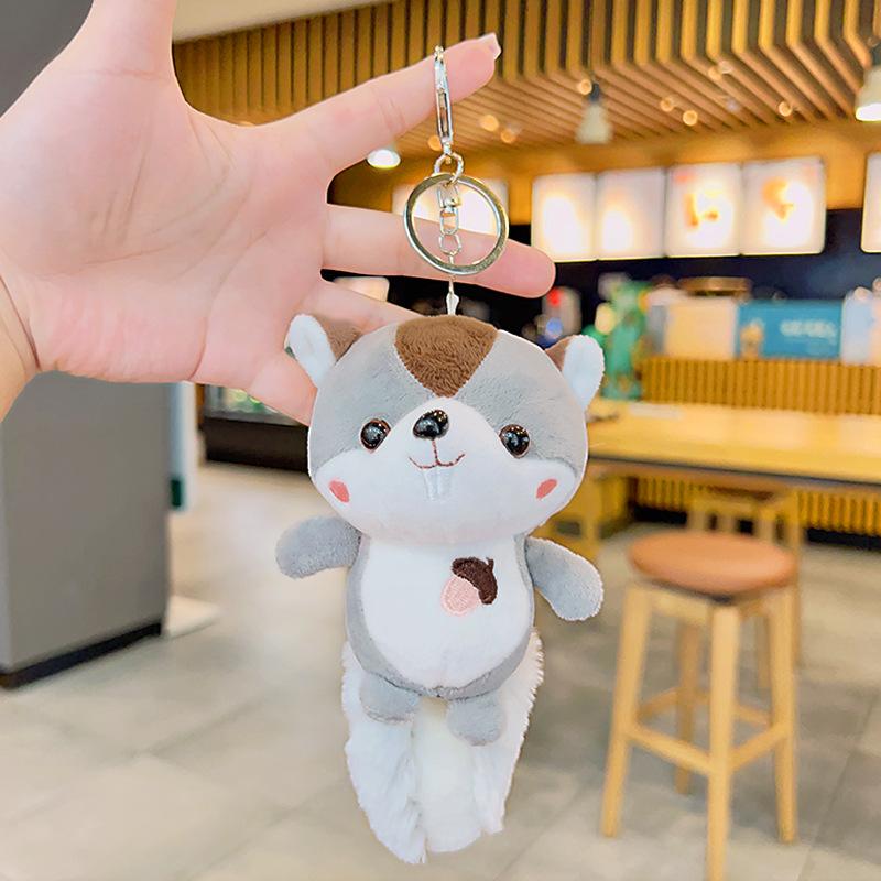

Мила маленька білочка плюшева іграшка підвіска на шкільний рюкзак, лялька, підвіска на сумку для пари, брелок сірий