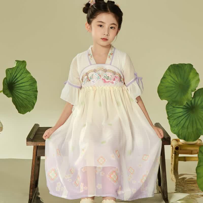 Girls  Princess Hanfu Embroidered Summer Dress 140