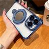 Luxury Plating Flash Mirror Clean Frame Bracket Stand Phone Case For iPhone 11 13 14 15 Plus 16E 16Pro Max Lens Protective Cover